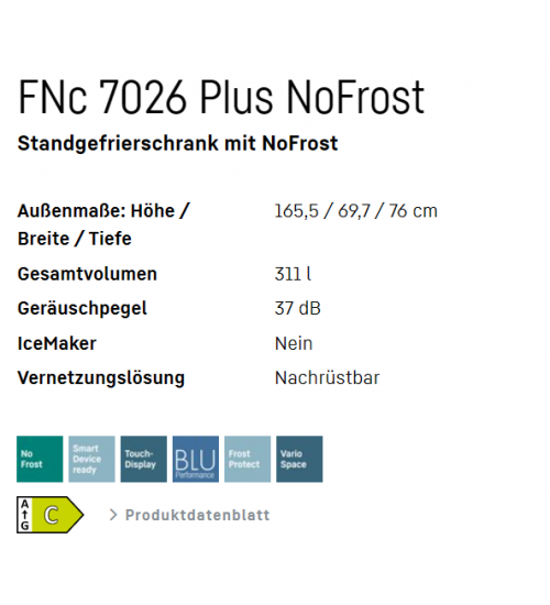 LIEBHERR利勃海尔FNc 7026 Plus独立冰箱 无霜